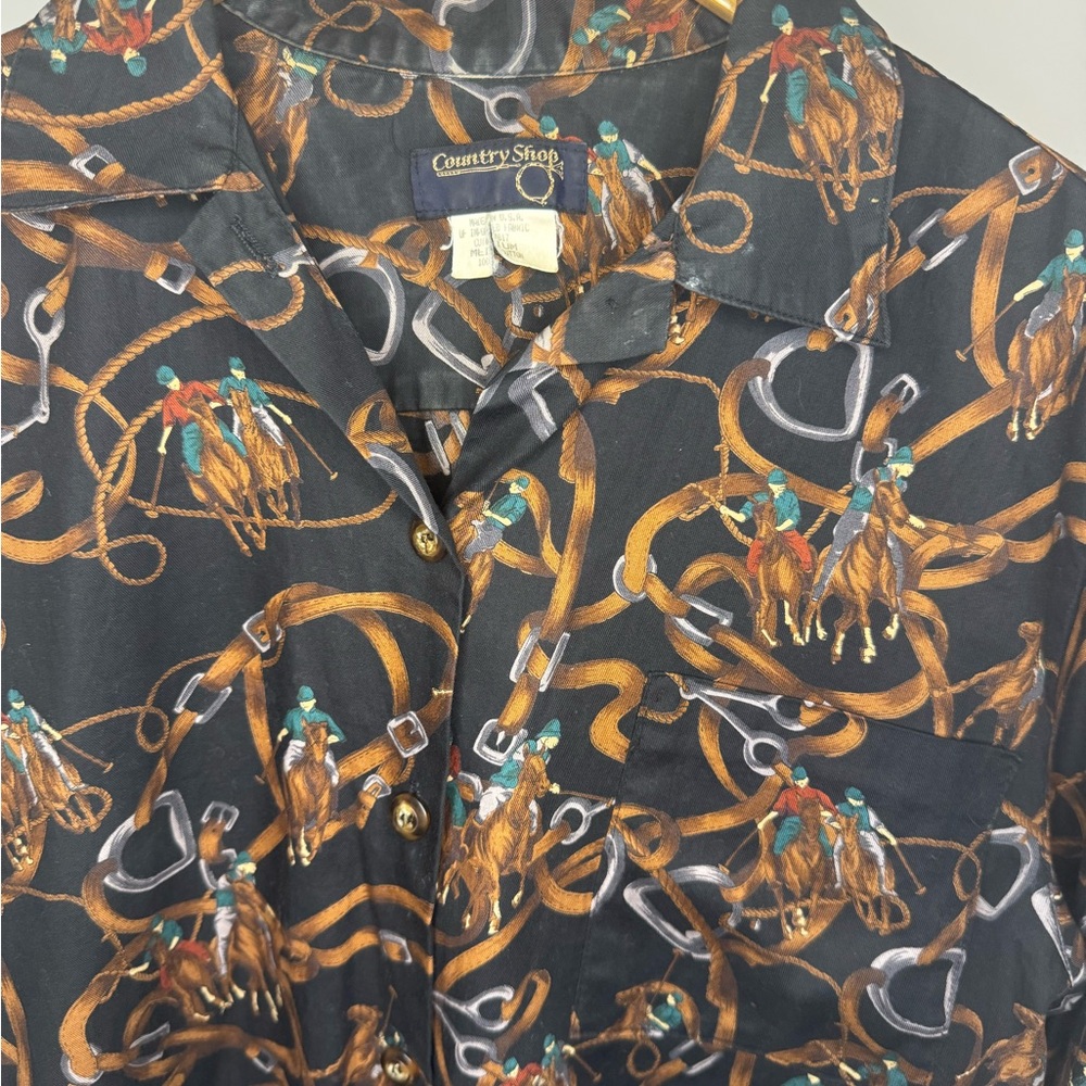 Polo Vibes Black Western Print Long-Sleeve button up Shirt - Picture 2 of 5